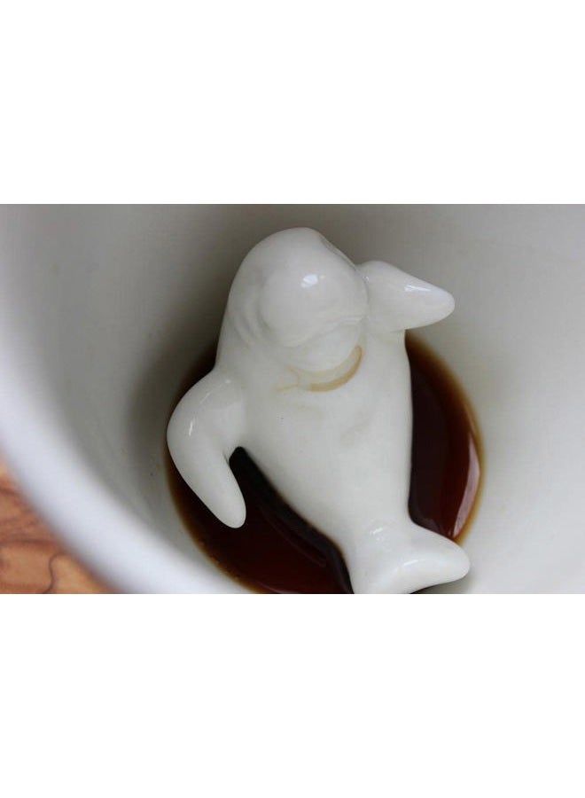 Creature Cups MANATEE Ceramic Cup (11 Ounce, Grey Blue Exterior) - 3D Animal Inside Mug - Birthday, Holiday & Housewarming Drinkware Gift for Coffee & Tea Lovers - Image 4