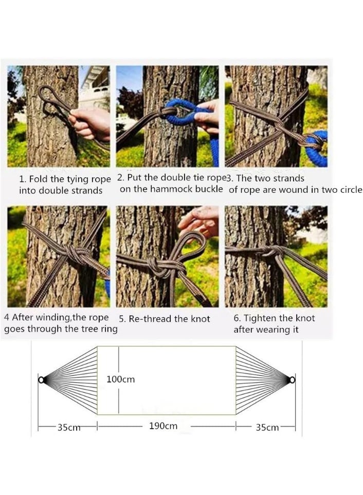 أرجوحة قطنية خارجية لشخصين – خفيفة الوزن وقابلة للطي مع حقيبة حمل، مثالية للتخييم والحدائق والشرفات – باللون الأزرق - Image 2