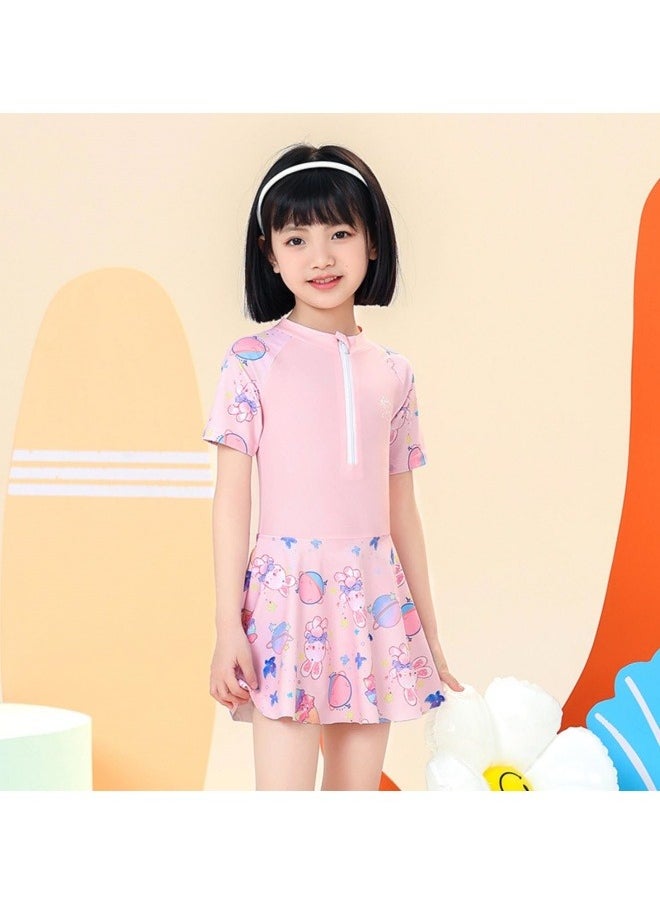 GGEROU Children's Swimsuit,Girl's One-Piece Swimsuit,Children's Swimwear One Pieces Zipper,Summer Training Swimsuit,Kid's Water Sport Swimsuit  - Image 2