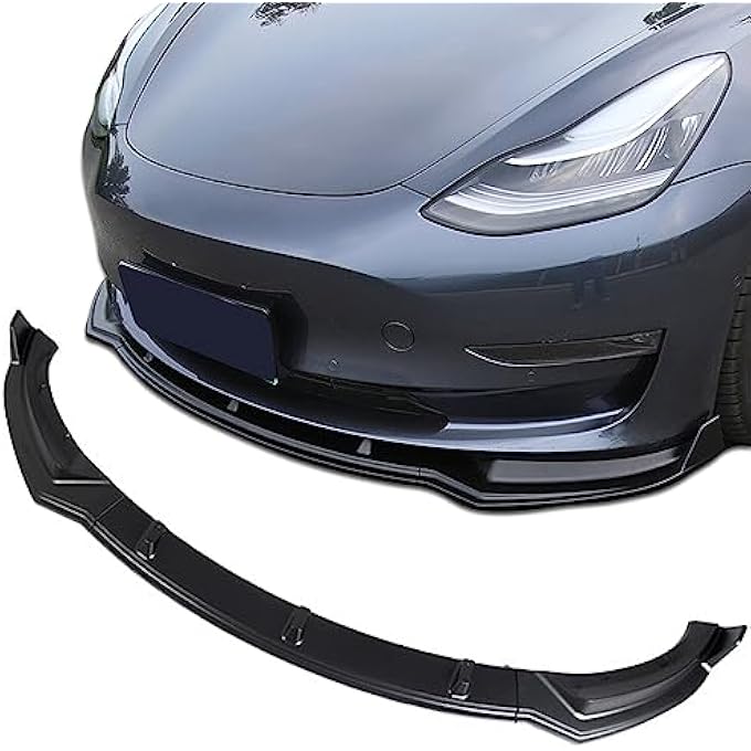 FLAMPETUS Fit Tesla Model Y Front Bumper Lip Kit Front Spoiler Wing Matte Black Splitter Trim Model Y Accessories 2017-2023 2024 - Image 1