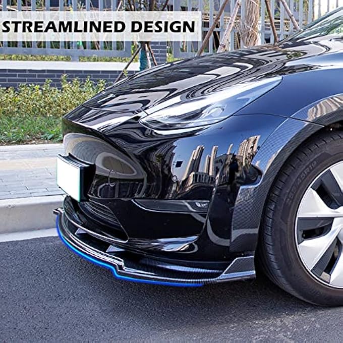 FLAMPETUS Fit Tesla Model Y Front Bumper Lip Kit Front Spoiler Wing Matte Black Splitter Trim Model Y Accessories 2017-2023 2024 - Image 4