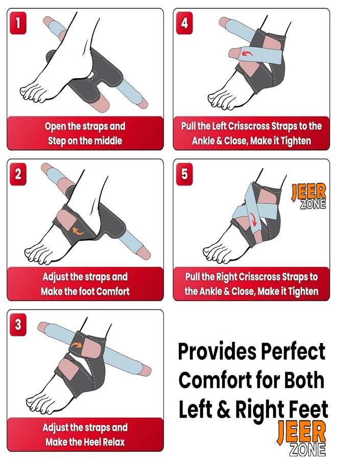 JEERZONE Premium Ankle Support Compression Brace For Injuries, Ankle Protection Guard Helpful In Pain Relief And Recovery. Ankle Band For Men & Women Neoprene Black - 1Pcs, Free Size - Image 3