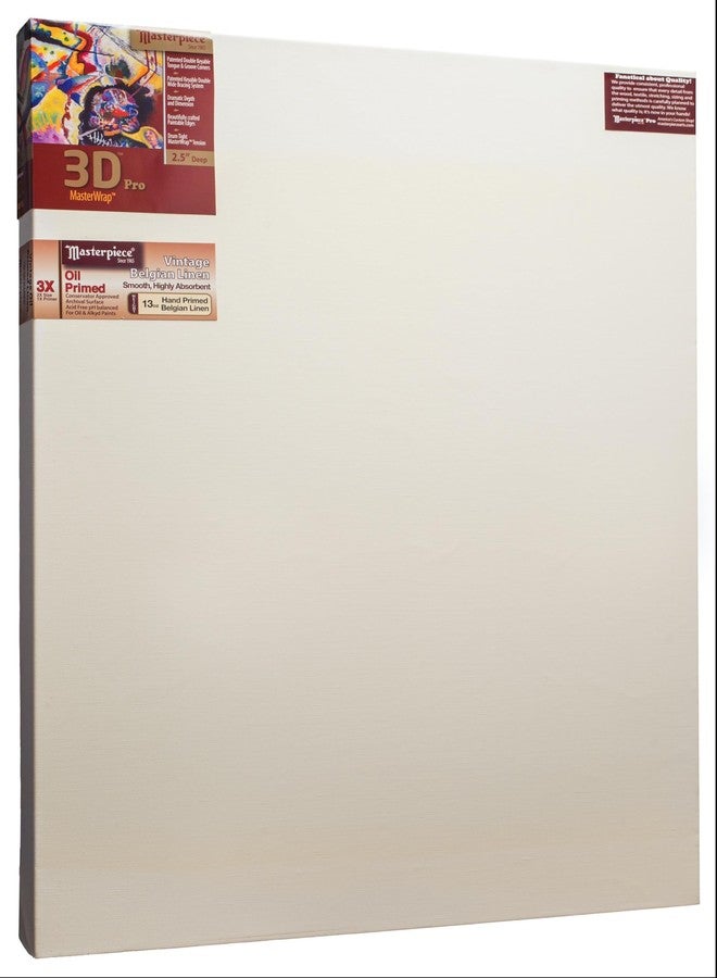 MASTERPIECE Z1DO-1428 3D Pro 2.5" Deep Vintage L21C Belgian Linen 13.0 oz Oil Primed Linen Stretched Canvas 14" x 28"