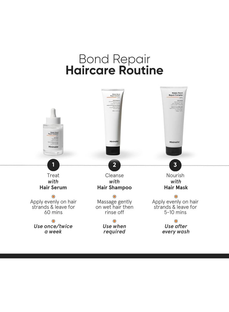 منيماليست شامبو للشعر ماليك بوند ريبير كومبلكس 3.5% بالسيراميد وزيت جوز الهند والبيتين | التالف والمتطاير| للنساء والرجال | لجميع أنواع الشعر | 100 مل من مينيمالست قطعة واحدة - Image 2