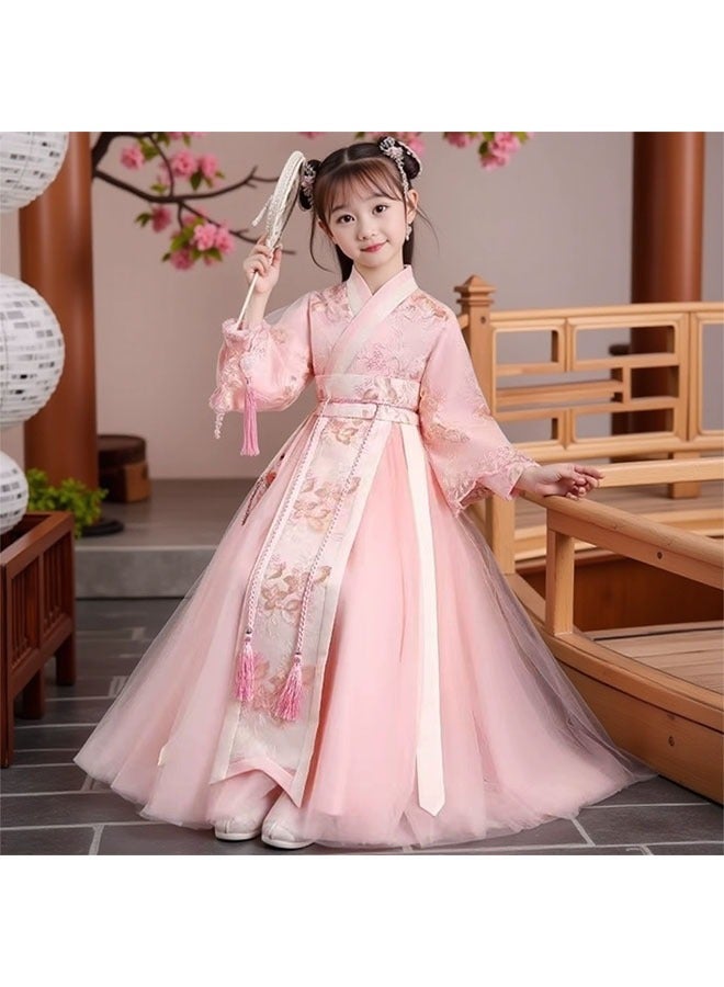 LiangSanZhi Girl's Hanfu Dress, New Spring/Autumn Style Chinese Tang Suit, Fairy-like Princess Ancient Ruqun Dress, Traditional Chinese Costume for Kids  - Image 3