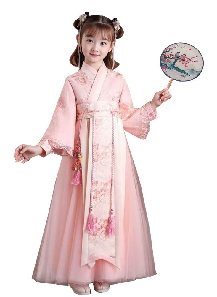 LiangSanZhi Girl's Hanfu Dress, New Spring/Autumn Style Chinese Tang Suit, Fairy-like Princess Ancient Ruqun Dress, Traditional Chinese Costume for Kids  - Image 1