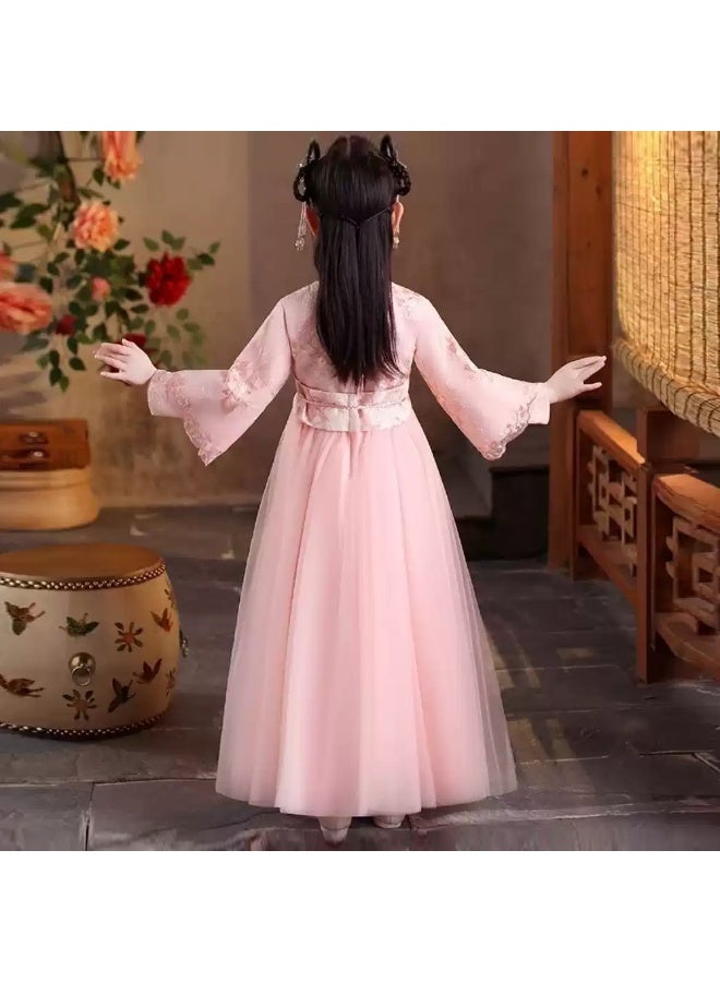 LiangSanZhi Girl's Hanfu Dress, New Spring/Autumn Style Chinese Tang Suit, Fairy-like Princess Ancient Ruqun Dress, Traditional Chinese Costume for Kids  - Image 5
