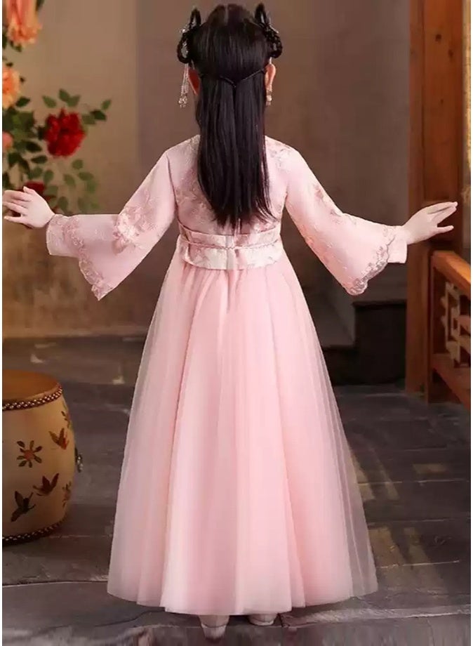 ليانغ سان تشي فستان هانفو للبنات، بدلة تانغ صينية جديدة للربيع/الخريف، فستان روكون قديم على شكل أميرة جنية، زي صيني تقليدي للأطفال - Image 5