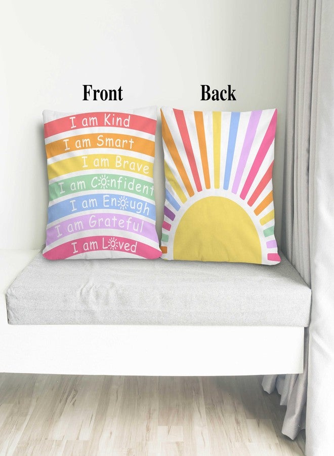 ONDTOM 18x18 Inch Classroom Decorative Throw Pillow Cover, 1 Pack Double-Sided, Boho Rainbow Mental Health Gifts for Kids Playroom School Reading Corner Counselor Therapist Office -A04 - Image 4