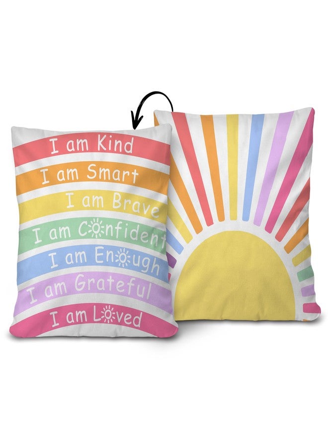 ONDTOM 18x18 Inch Classroom Decorative Throw Pillow Cover, 1 Pack Double-Sided, Boho Rainbow Mental Health Gifts for Kids Playroom School Reading Corner Counselor Therapist Office -A04 - Image 1