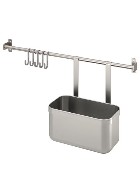 KUNGSFORS Rail with 5 hooks and 1 container, 56 cm
