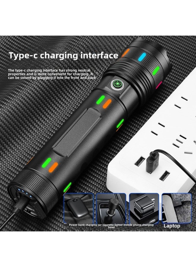 High-power White Laser Flashlight Outdoor Lighting Waterproof Strong Light Multifunctional Emergency Telescopic Zoom Flashlight-Colour:702 White Laser Flashlight + Built-in Battery 6000 Mah + Data Cable + Color Box  - Image 3