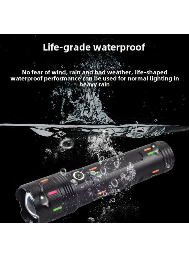 High-power White Laser Flashlight Outdoor Lighting Waterproof Strong Light Multifunctional Emergency Telescopic Zoom Flashlight-Colour:702 White Laser Flashlight + Built-in Battery 6000 Mah + Data Cable + Color Box  - Image 5