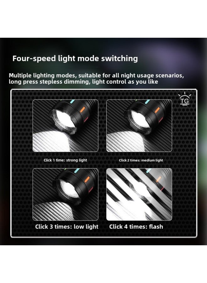High-power White Laser Flashlight Outdoor Lighting Waterproof Strong Light Multifunctional Emergency Telescopic Zoom Flashlight-Colour:702 White Laser Flashlight + Built-in Battery 6000 Mah + Data Cable + Color Box  - Image 4