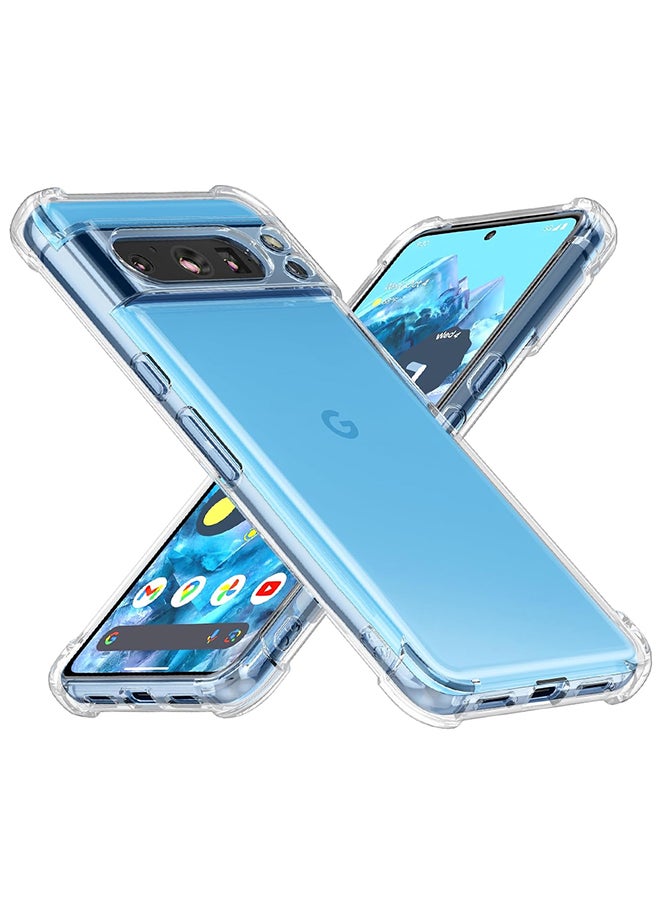 CATANES Google Pixel 8 Pro TPU Case Clear Anti-Yellowing Transparent Shockproof Protective Phone Case Scratch Resistant Reinforced Corners Cover - Image 1