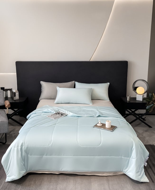 Cooling Summer Quilt Washable Single Double Solid Aqua Blue 