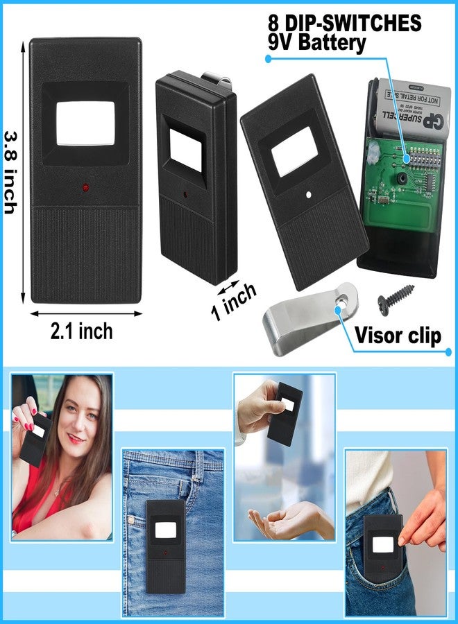 كينغدير جهاز تحكم عن بعد لباب المرآب من Kingdder مكون من قطعتين متوافق مع Linear Delta 3 DT DTA DTD DTC DNT00002A بمفتاح DIP 8 بتردد 310 ميجاهرتز مع سلسلة مفاتيح (أسود) - Image 2