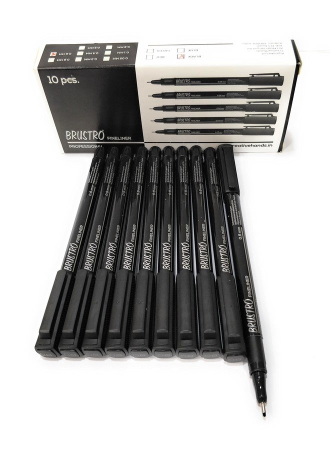 BRUSTRO Professional Pigment Based Fine Liner Box of 10 (tip Sizes of 0.8 mm, Black and Archival Waterproof UV Resistant Ink) with Comfortable Grip, Ideal for Mandala, Sketching, Writing, Doodling - Image 2