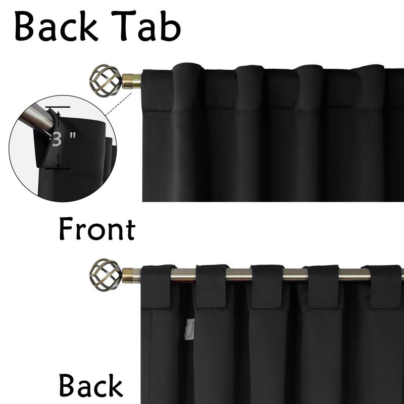BGment Black Blackout Curtains 60 Inches Long for Bedroom - 34 x 60 inch Window Curtains Panels Rod Pocket and Back Tab Thermal Insulated Room Darkening Drapes for Kids Room, 2 Window Panels Set - Image 3