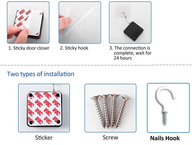 siddhmurti PunchFree Automatic Door Closer Multifunctional Automatic Door Closer Automatically Self Closing Door with Drawstring for Internal Home Outdoor Iron Door - Image 3