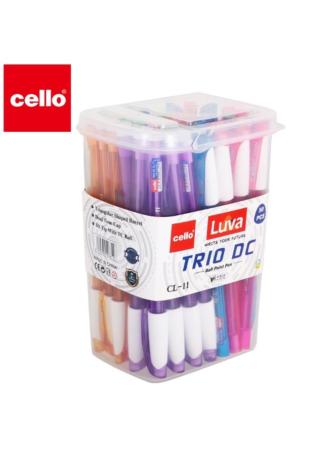 تشيلو طقم ٥٠ قلم حبر جاف رأس ١.٠ ملم للجامعة والمكتب، كتابة سلسة بدون تقطع، تصميم مريح لقبضة يد خالية من الإجهاد، حبر سريع الجفاف ضد التلطيخ (أزرق) - Image 1