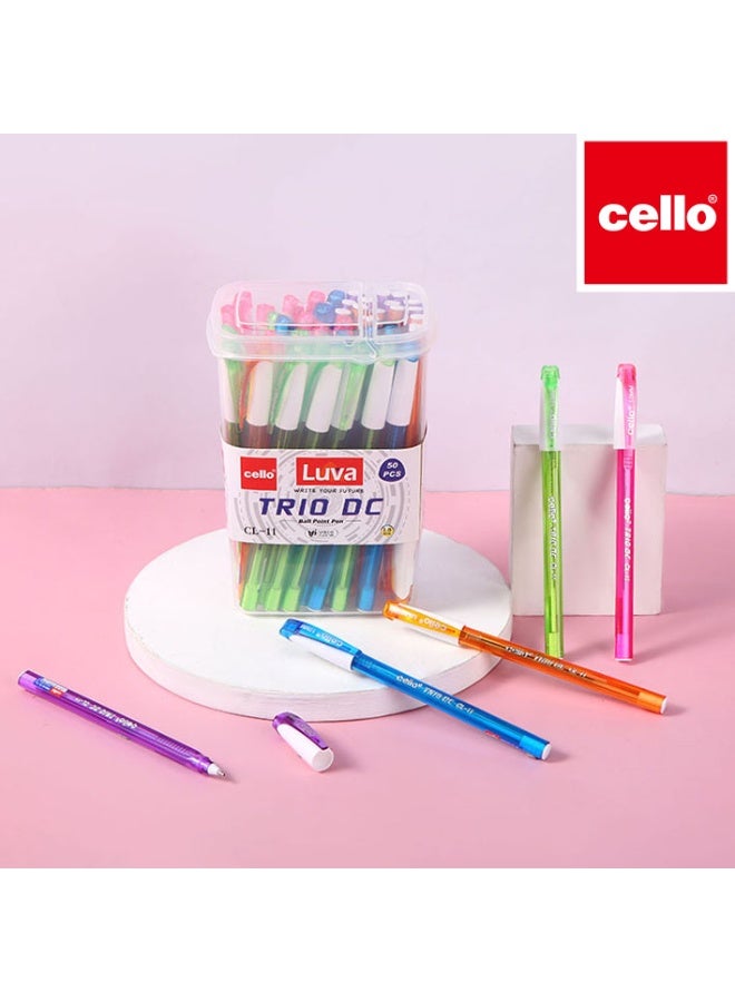 تشيلو طقم ٥٠ قلم حبر جاف رأس ١.٠ ملم للجامعة والمكتب، كتابة سلسة بدون تقطع، تصميم مريح لقبضة يد خالية من الإجهاد، حبر سريع الجفاف ضد التلطيخ (أزرق) - Image 3