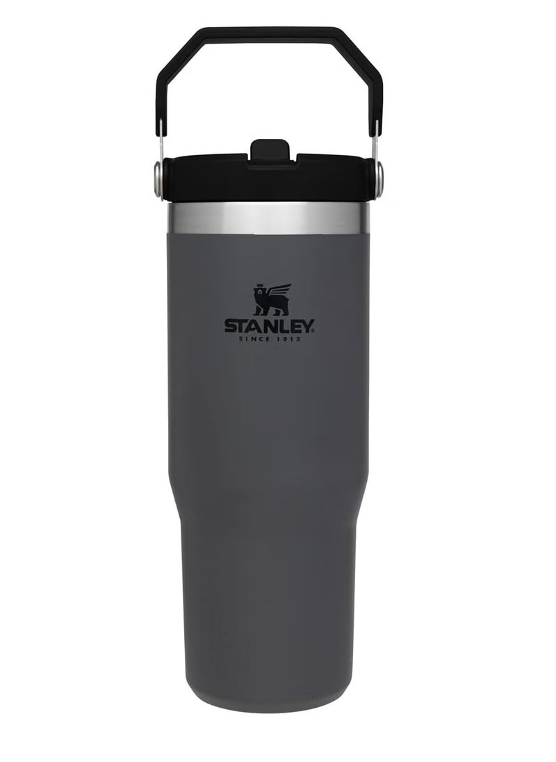 Stanley - Stanley IceFlow 30oz Stainless Steel Tumbler with Leak-Resistant Flip Straw - Vacuum Insulated Water Bottle for Home, Office, or Car, Keeps Drinks Cold for 12 Hours or Iced for 2 Days, Charcoal - Image 1