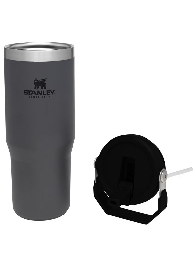 Stanley - Stanley IceFlow 30oz Stainless Steel Tumbler with Leak-Resistant Flip Straw - Vacuum Insulated Water Bottle for Home, Office, or Car, Keeps Drinks Cold for 12 Hours or Iced for 2 Days, Charcoal - Image 1