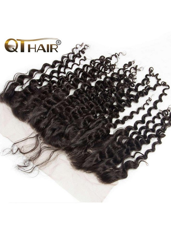 QTHAIR شعر بشري مجعد عميق 12A من ثير (18" 13X4 جبهة) دانتيل شفاف عالي الدقة لون شفاف جبهة دانتيل من الأذن إلى الأذن كثافة 150% شعر بشري جبهة دانتيل للباروكات تم قطفه مسبقًا بخط شعر طبيعي مع شعر أطفال - Image 3