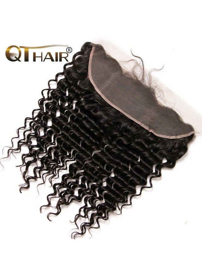 QTHAIR شعر بشري مجعد عميق 12A من ثير (18" 13X4 جبهة) دانتيل شفاف عالي الدقة لون شفاف جبهة دانتيل من الأذن إلى الأذن كثافة 150% شعر بشري جبهة دانتيل للباروكات تم قطفه مسبقًا بخط شعر طبيعي مع شعر أطفال - Image 4