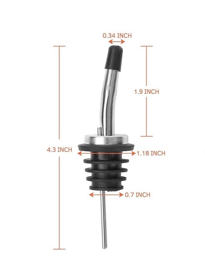 Home zone 12 Pcs Stainless Steel Bottle Speed Pourers Tapered Spout with Rubber Dust Caps Perfect for kitchen Clubs Restaurants Coffee Shops Diners fits olive oil syrup and vinegar bottles. - Image 4