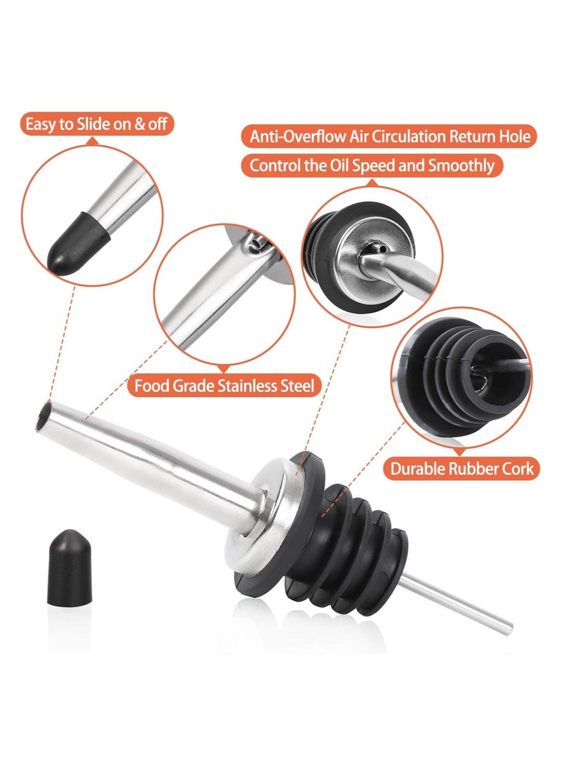 Home zone 12 Pcs Stainless Steel Bottle Speed Pourers Tapered Spout with Rubber Dust Caps Perfect for kitchen Clubs Restaurants Coffee Shops Diners fits olive oil syrup and vinegar bottles. - Image 2