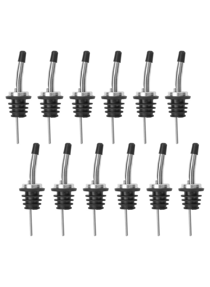 Home zone 12 Pcs Stainless Steel Bottle Speed Pourers Tapered Spout with Rubber Dust Caps Perfect for kitchen Clubs Restaurants Coffee Shops Diners fits olive oil syrup and vinegar bottles. - Image 1