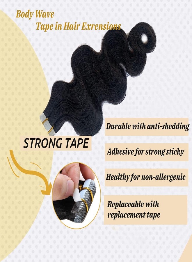 Smavida Body Wave Tape-in Hair Extensions - Human Hair for Black Women, Natural Black Hair, Thick End Skin Wefts, 16inch, 20pcs, 50g - Image 2