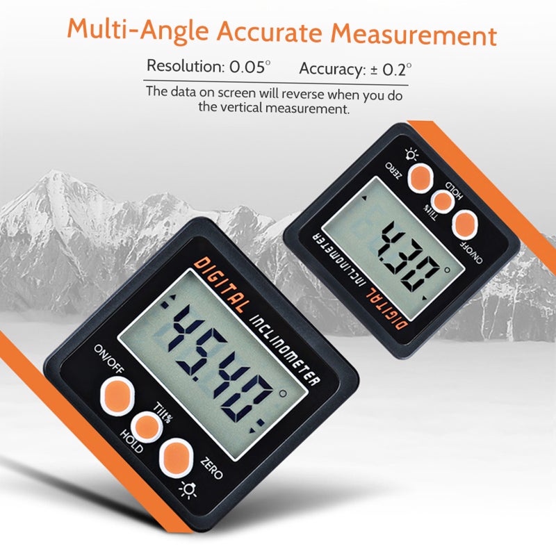 Digital Inclinometer 0-360°Electronic Protractor Aluminum Alloy Shell Digital Bevel Box Angle Gauge Meter Magnets Base - Image 5