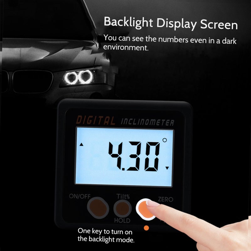 Digital Inclinometer 0-360°Electronic Protractor Aluminum Alloy Shell Digital Bevel Box Angle Gauge Meter Magnets Base - Image 4