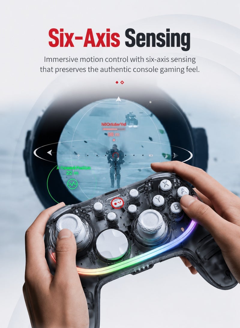 LinYuvo KS55 Wireless Gaming Controller, Hall Effect Sticks, RGB Charging Dock, Mechanical Buttons for Switch, Windows, iOS & Android - Image 4