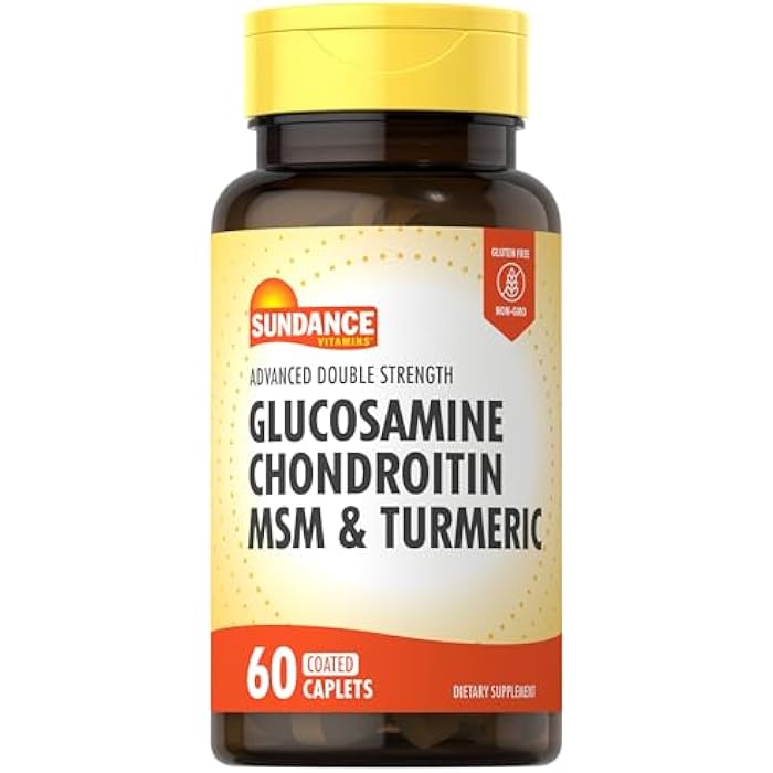 Sundance Glucosamine Chondroitin MSM and Turmeric | 60 Caplets | Double Strength | Non-GMO and Gluten Free Supplement - Image 1