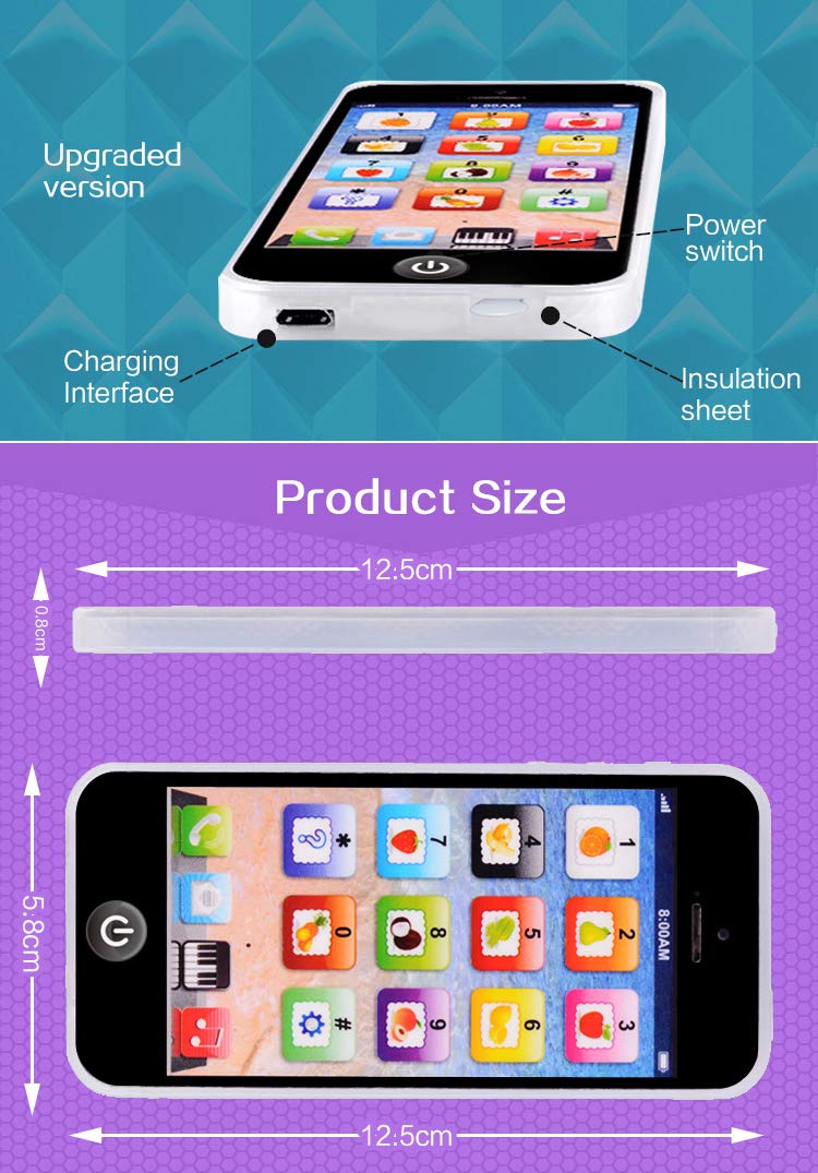 YOYOSTORE 1pc White Or Black Mobile Toy Phone Kid Baby Music Touch Learning Study English - Image 5