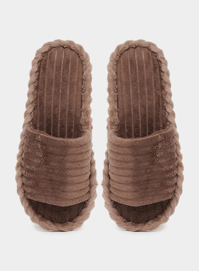 Styli Brown Plush Bedroom Slippers - Image 5