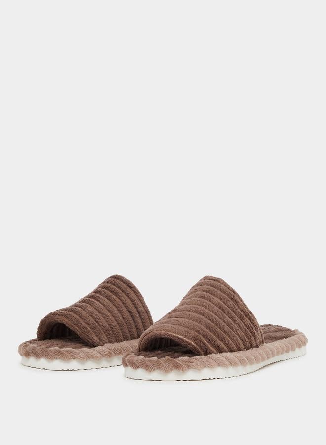 Styli Brown Plush Bedroom Slippers - Image 2