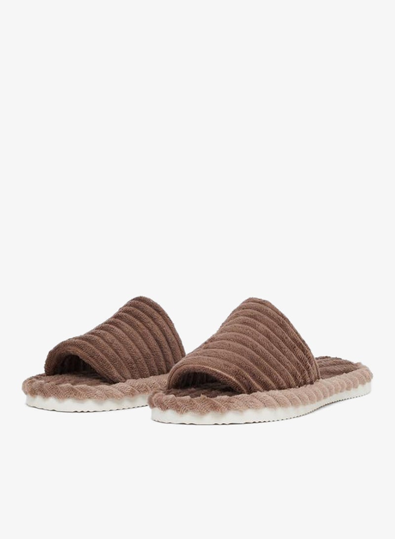 Styli Brown Plush Bedroom Slippers - Image 2