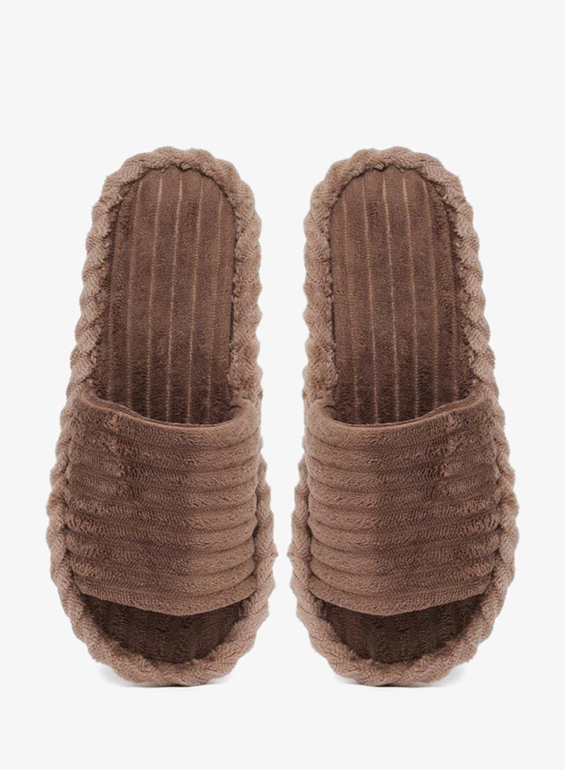 Styli Brown Plush Bedroom Slippers - Image 5