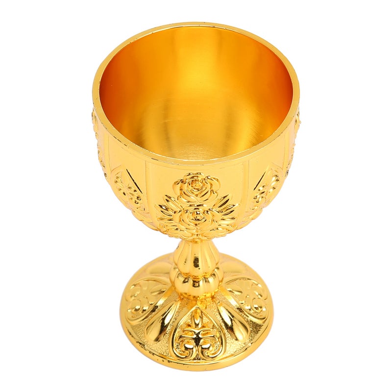 Metal Embossed Wine Cup Vintage Flower Pattern Exquisite Details Metal Wine Cup for Home Decoration Gifts Gold - Image 3