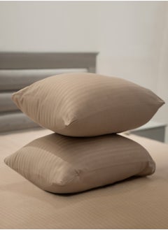 American Linen Single Striped Fitted Sheet with 1 Pillow Case 90 x 190 Cm Beige  - Image 4