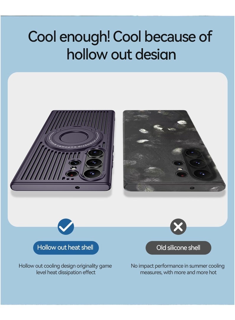 كولور فانس حافظة مغناطيسية فاخرة لهاتف سامسونج جالاكسي S23 الترا مع حامل للهاتف المحمول وغطاء صلب مخفي - أرجواني - Image 4