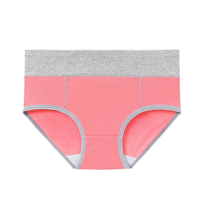 Strict Selection Of Fattening Plus Size Color Matching Black Cotton Mid-Waist Briefs Hip Panties Ladies Waist - Image 1