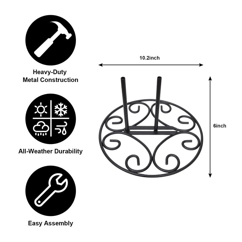 ESTTOP Garden Flag Stand base, Free standing Decorative Metal Scroll Flag Stand, 11 Inches Wide x 6 Inches High 1.4 lbs Solid Steel, Suit for Yard, Patio,Lawn, Deck, Sidewalk, Tailgate, Porch - Image 2