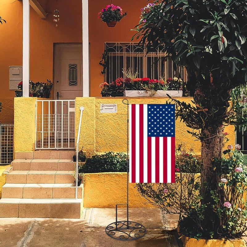 ESTTOP Garden Flag Stand base, Free standing Decorative Metal Scroll Flag Stand, 11 Inches Wide x 6 Inches High 1.4 lbs Solid Steel, Suit for Yard, Patio,Lawn, Deck, Sidewalk, Tailgate, Porch - Image 5