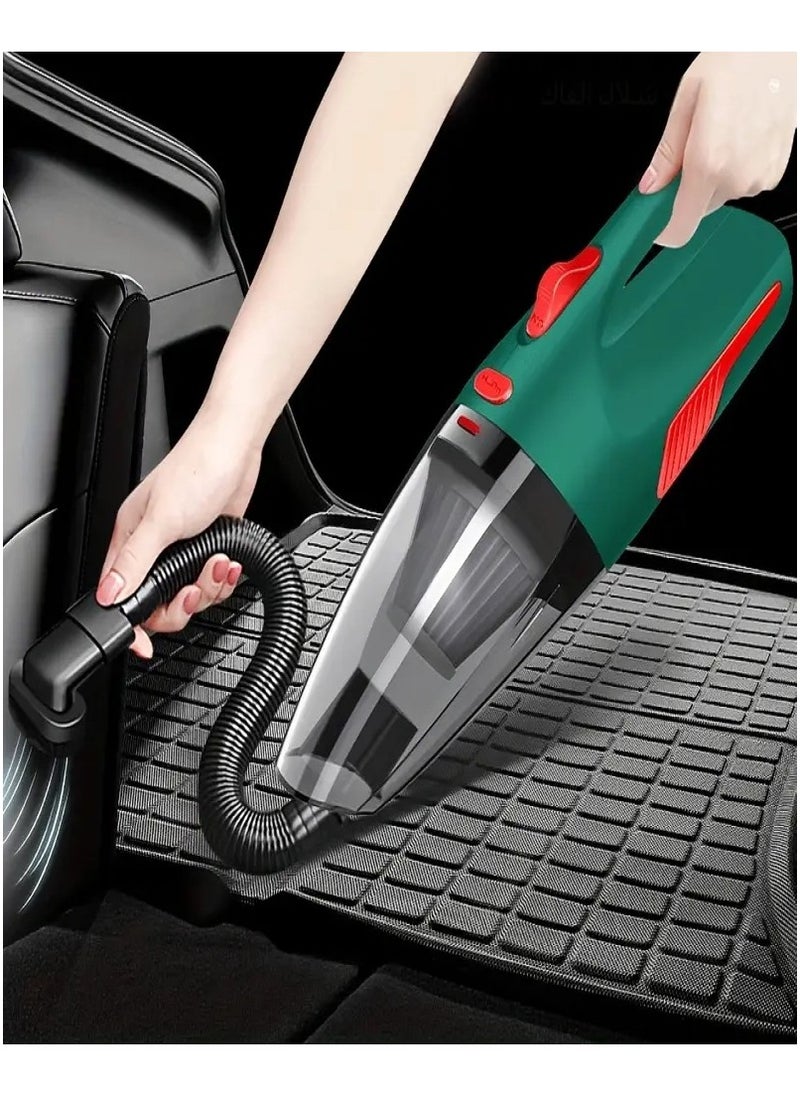 Cordless Handheld Vacuum Cleaner - High Suction Power, Dual Use for Car and Home, Rechargeable via USB with 2000mAh Lithium Battery, Cloth Filter, Green